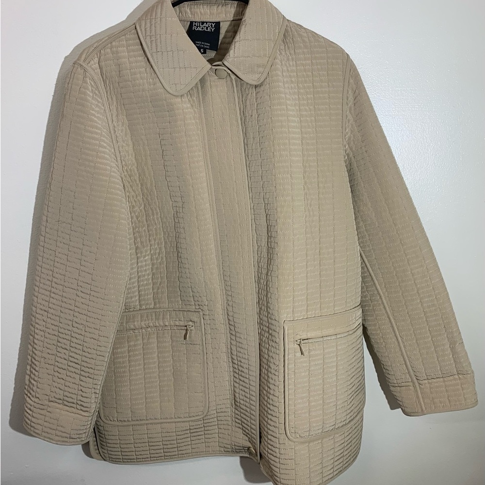 HILARY RADLEY Beige QUILTED COAT Small WOMEN length 30 inches chest 20 inches